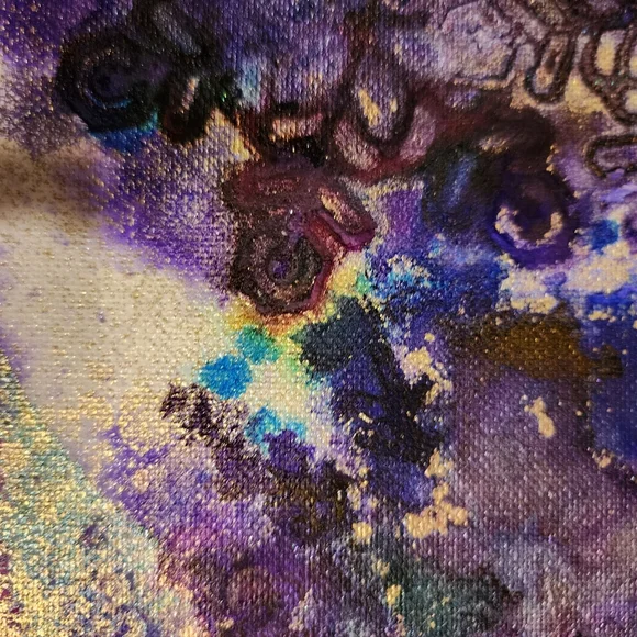 HANDCRAFTED Abstract Snowflake Colorful Painting HANDPAINTED Artwork Wall Decor